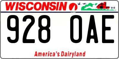 WI license plate 928OAE
