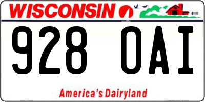 WI license plate 928OAI