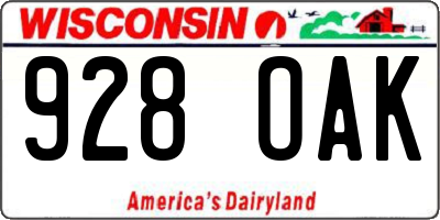 WI license plate 928OAK