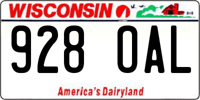 WI license plate 928OAL