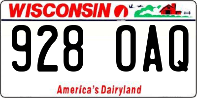 WI license plate 928OAQ