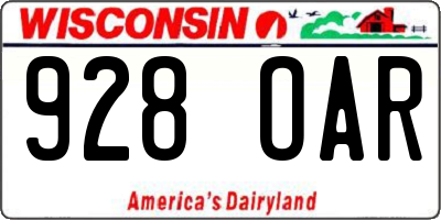 WI license plate 928OAR