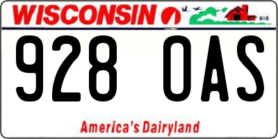 WI license plate 928OAS