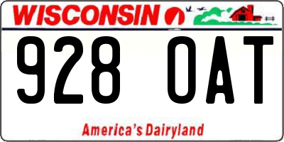 WI license plate 928OAT