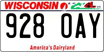 WI license plate 928OAY