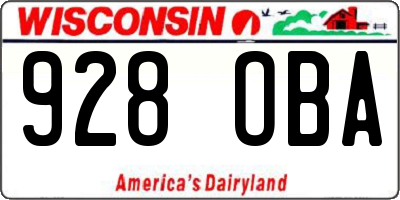 WI license plate 928OBA
