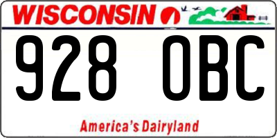 WI license plate 928OBC
