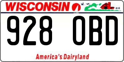 WI license plate 928OBD