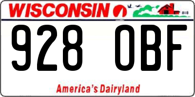 WI license plate 928OBF