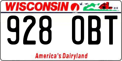 WI license plate 928OBT
