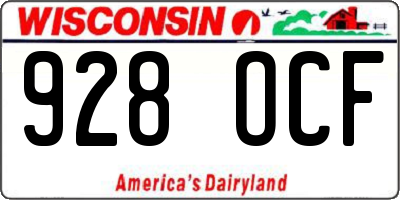 WI license plate 928OCF
