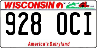 WI license plate 928OCI