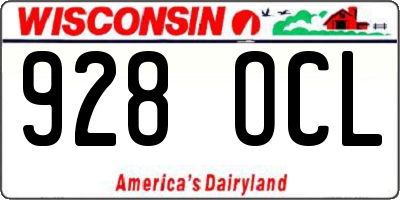 WI license plate 928OCL