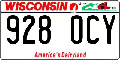 WI license plate 928OCY
