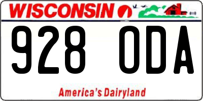 WI license plate 928ODA