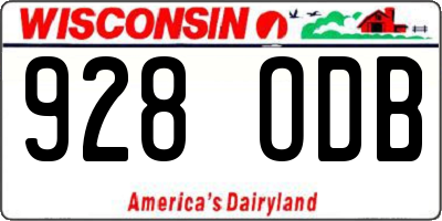 WI license plate 928ODB