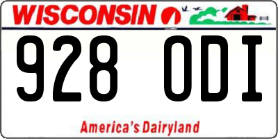 WI license plate 928ODI
