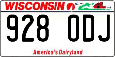WI license plate 928ODJ
