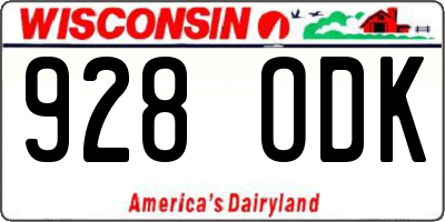 WI license plate 928ODK
