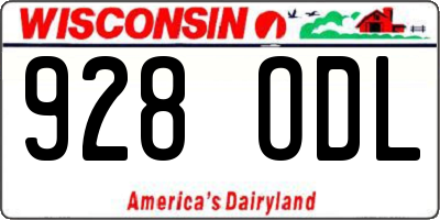 WI license plate 928ODL