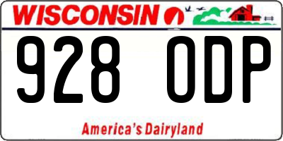 WI license plate 928ODP