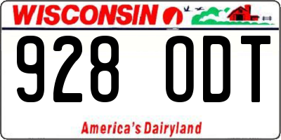 WI license plate 928ODT