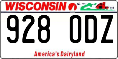 WI license plate 928ODZ