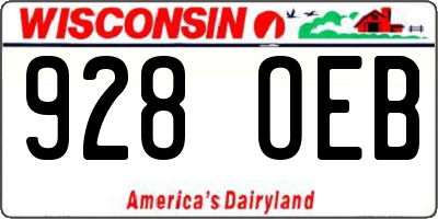 WI license plate 928OEB