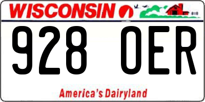 WI license plate 928OER