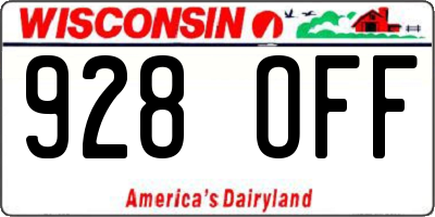 WI license plate 928OFF