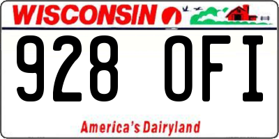 WI license plate 928OFI