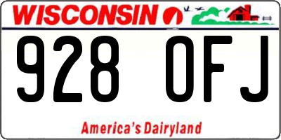 WI license plate 928OFJ