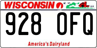 WI license plate 928OFQ