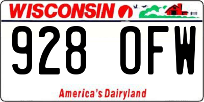 WI license plate 928OFW