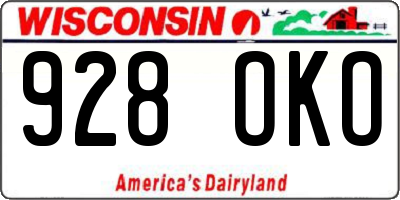 WI license plate 928OKO