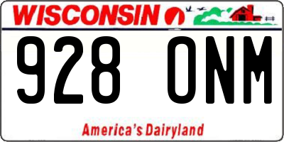 WI license plate 928ONM
