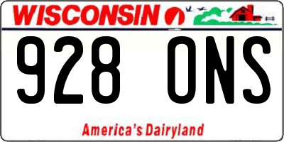 WI license plate 928ONS