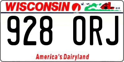 WI license plate 928ORJ