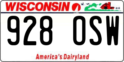 WI license plate 928OSW