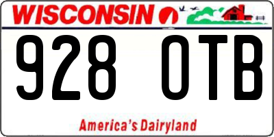 WI license plate 928OTB
