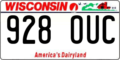 WI license plate 928OUC