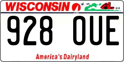 WI license plate 928OUE