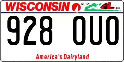 WI license plate 928OUO