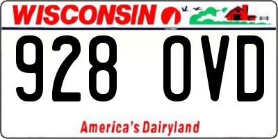 WI license plate 928OVD