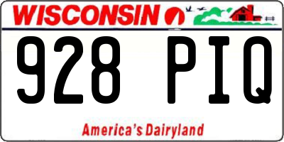 WI license plate 928PIQ