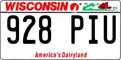 WI license plate 928PIU