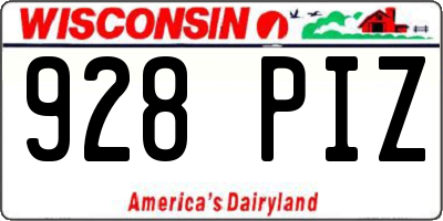 WI license plate 928PIZ