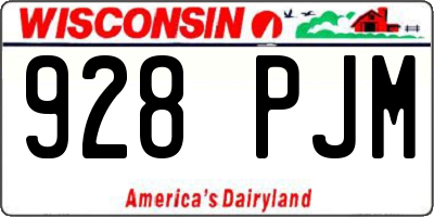 WI license plate 928PJM
