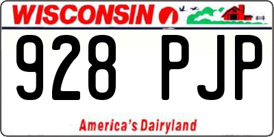 WI license plate 928PJP