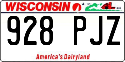 WI license plate 928PJZ